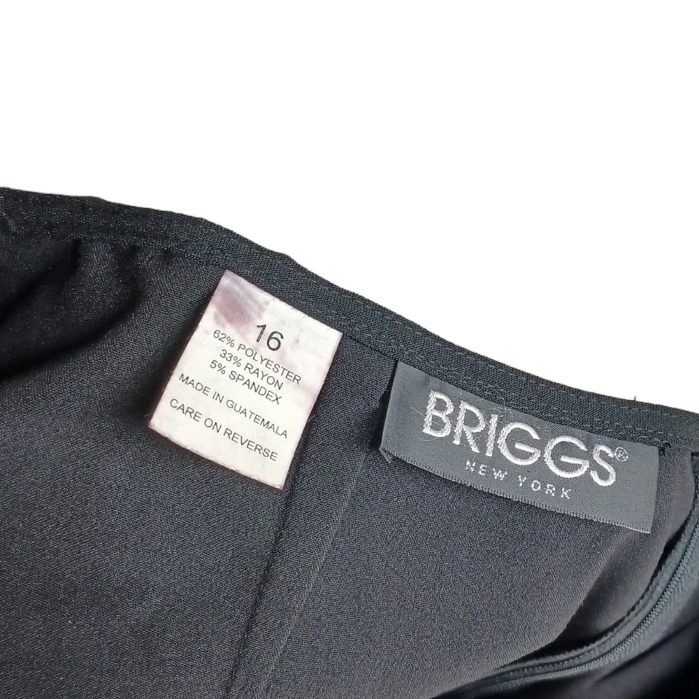 BRIGGS NEW YORK Stretch Pleated Hem Black Peplum Style Skirt 16 NWT
